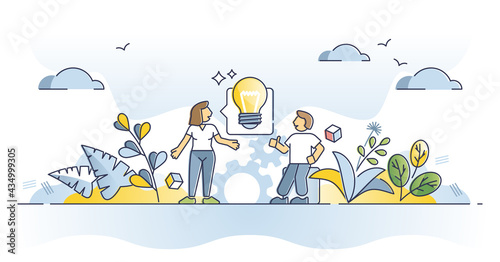Advice, opinion assistance and consultation with new idea outline concept. Communication with expert support and help from competent mentor vector illustration. Coaching knowledge from adviser talk.