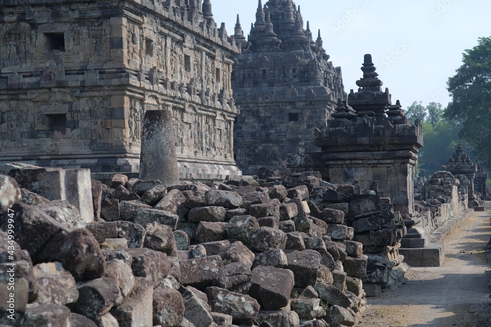 Klaten, Indonesia, May 21, 2021. One of the tourist attractions in Central Java, buildings and ruins at the historic site of Plaosan Temple 