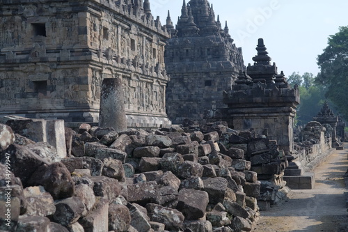 Klaten, Indonesia, May 21, 2021. One of the tourist attractions in Central Java, buildings and ruins at the historic site of Plaosan Temple 
