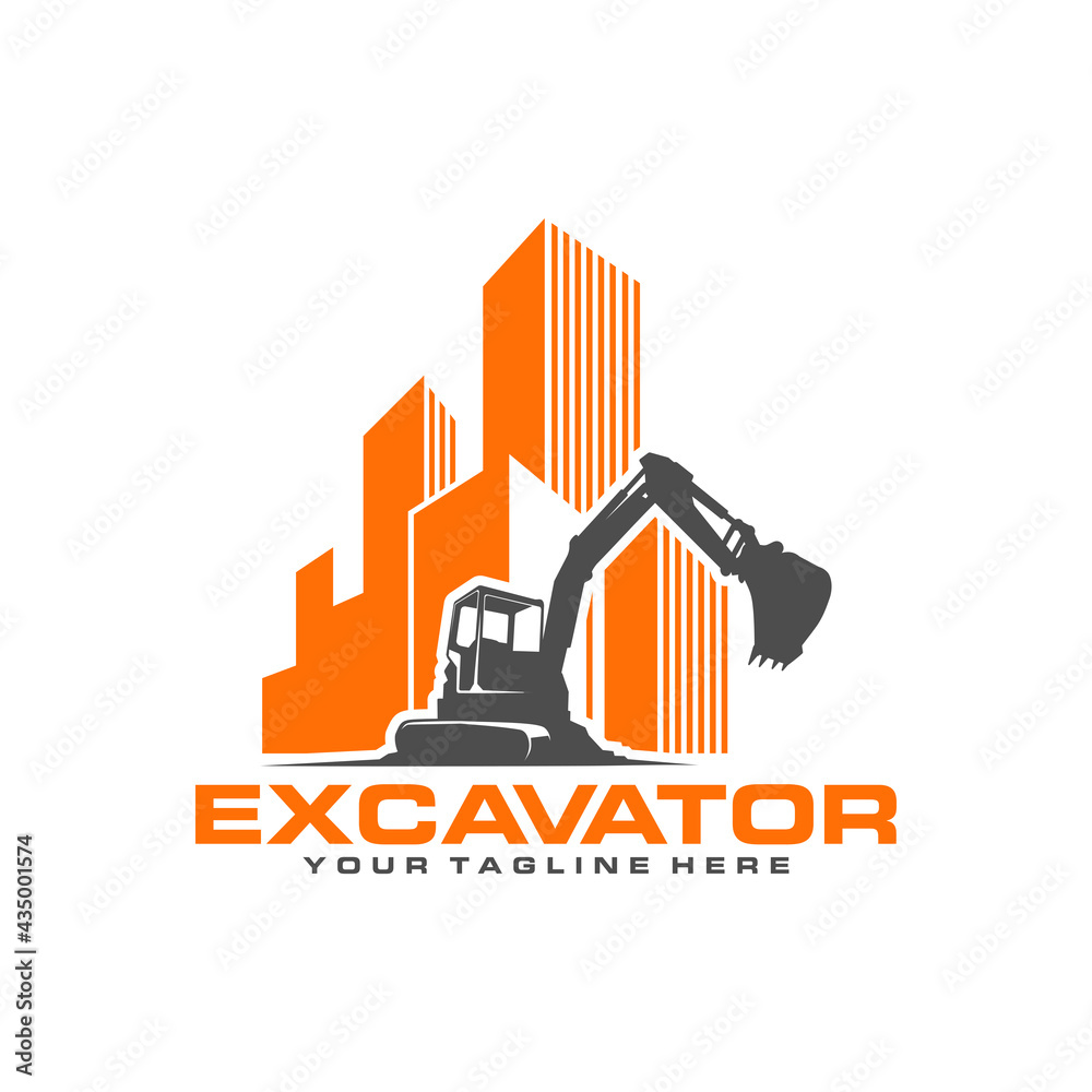 Fototapeta premium Excavator logo template, Perfect for businesses related to construction