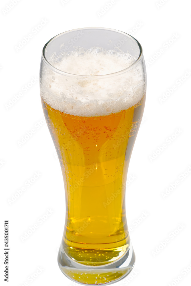 Fresh cold Beer glass isolated on white. gold beer bavaria oktoberfest with foam crown. pint of light lager beer on white background. Craft Beer close up Fresh cold Beer glass isolated on white. gold beer bavaria oktoberfest with foam crown. pint of light lager beer on white background. Craft Beer close up