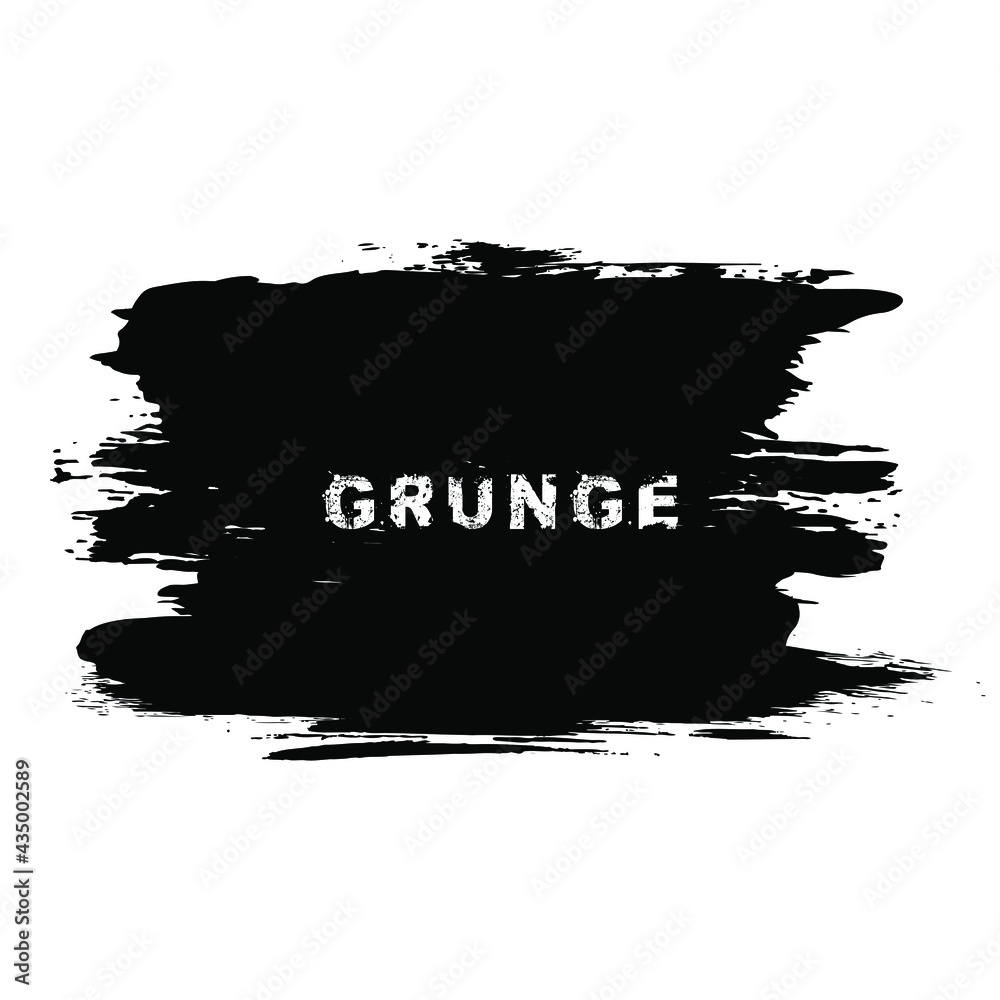 Black paint urban grunge background. Distress vector texture. Isolated. Trendy shape for badges, emblems, frames, labels and stamps. Paintbrush strokes