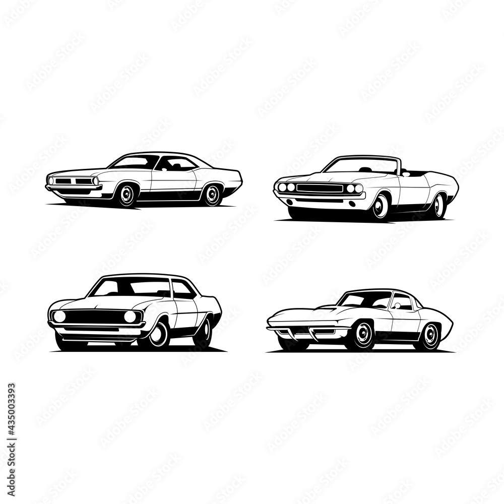 classic car set vector