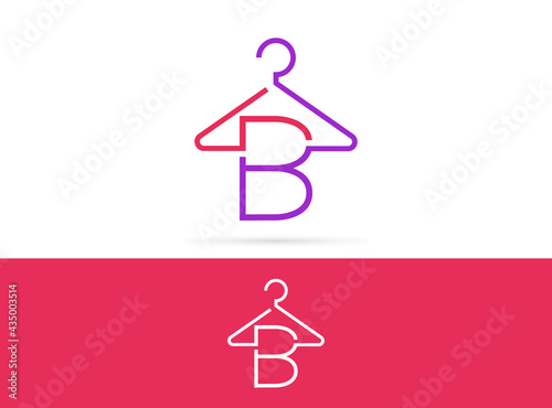 Letter B hanger logo design. Vector combination of hook and letter