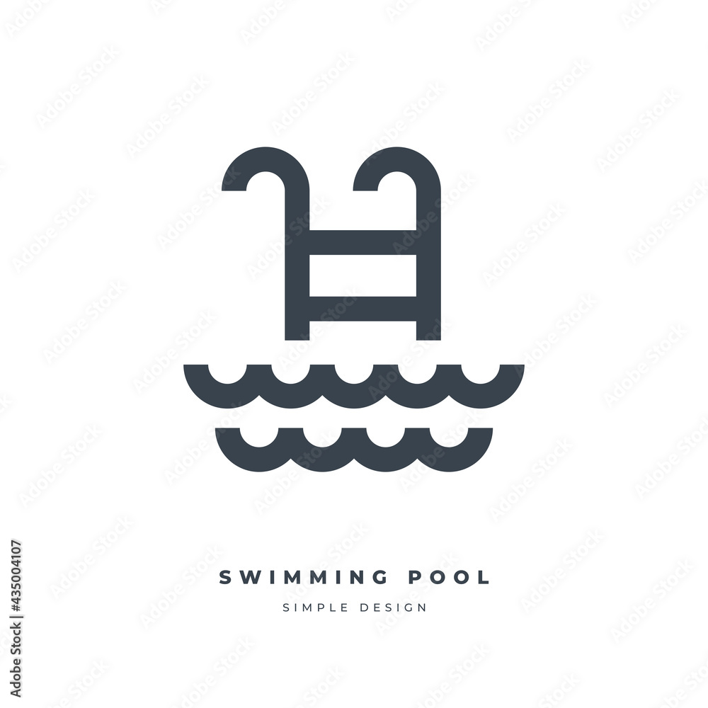 Fototapeta premium Swimming pool ladder thin line icon.