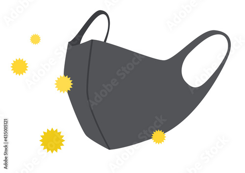 花粉の付着したマスクのイラスト(ベクター&透過)