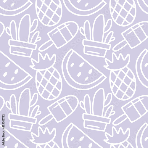 scribble pattern of hand drawn hawaii fruit holiday