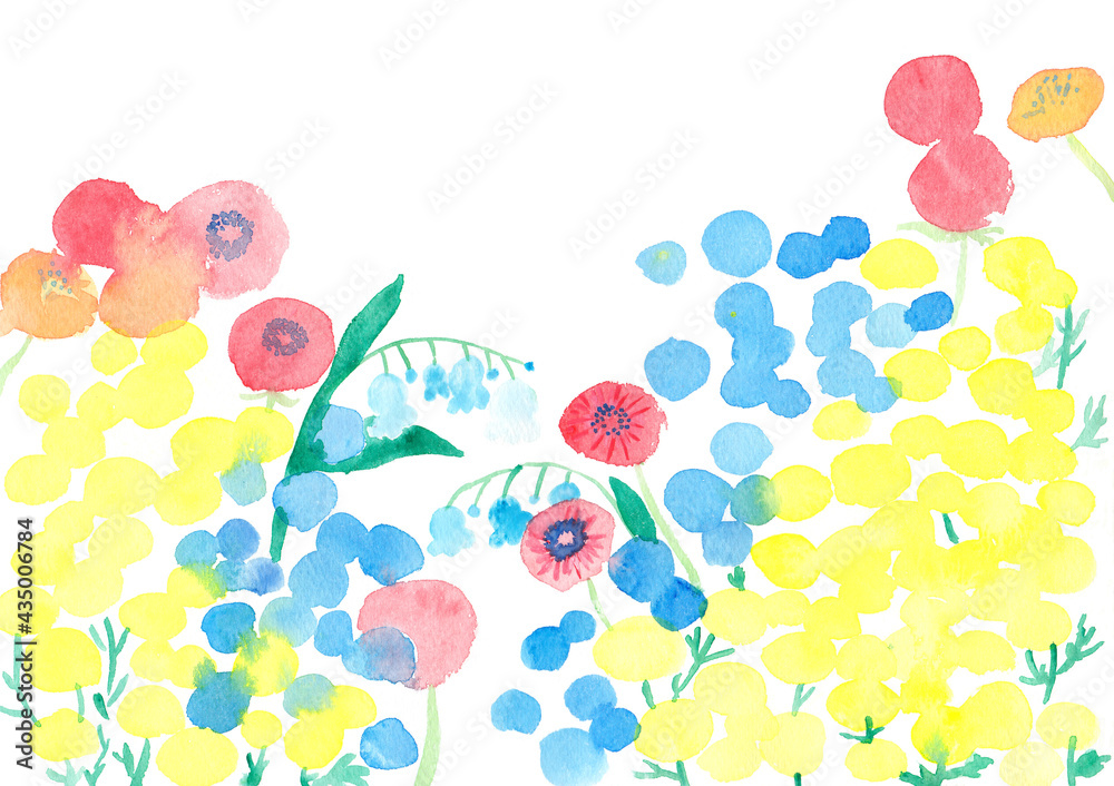 Naklejka premium 野花の水彩イラスト