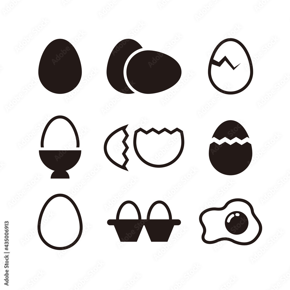 Set of flat eggs silhouette illustration vector, collection of eggs icon, symbol template design
