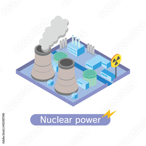原子力発電施設のアイソメトリックイラスト