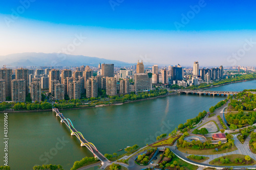 Urban environment at the intersection of Jinhua River，Yangjiang River and Wuyi River, Jinhua City, Zhejiang Province, China photo