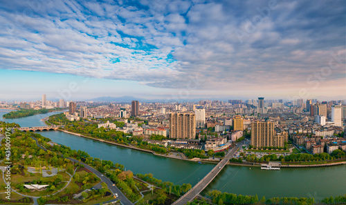 Urban environment at the intersection of Jinhua River，Yangjiang River and Wuyi River, Jinhua City, Zhejiang Province, China photo