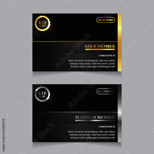 Vector VIP golden and platinum card. Black geometric pattern background with premium design. Luxury and elegant graphic template layout for vip member