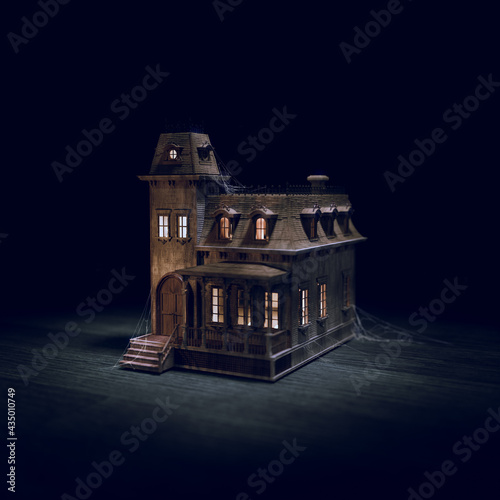 Papier peint high contrast image of an old scary wooden doll house