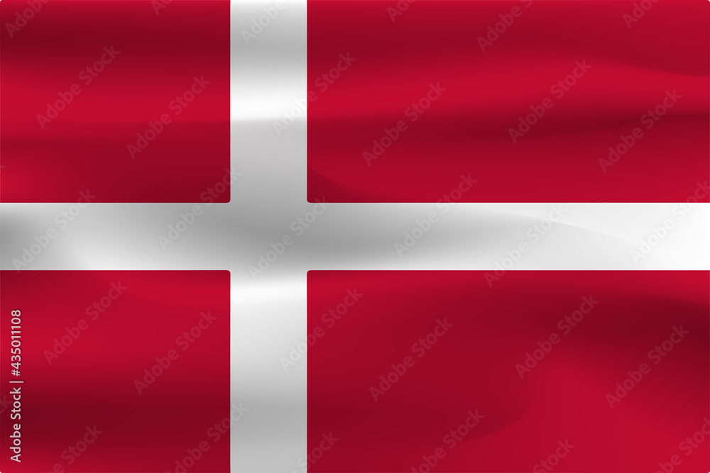 The flag of the Kingdom of Denmark with a crease of a beautiful weight of cloth The flag of the Kingdom of Denmark with a crease of a beautiful weight of cloth