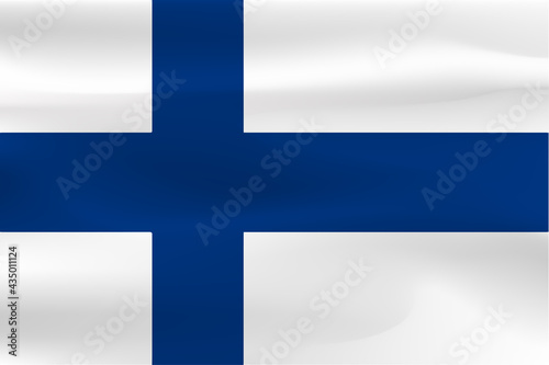 The flag of the Republic of Finland with a beautiful wrinkle of the weight of the fabric. 