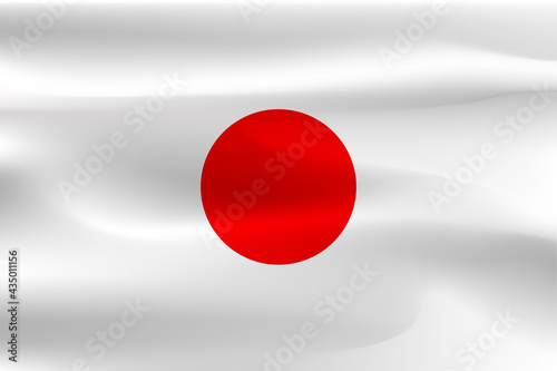 The Japanese flag with a beautiful wrinkle and weight. 