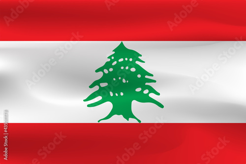 Flag of the Republic of Lebanon with beautiful wrinkled fabric weight flags. 