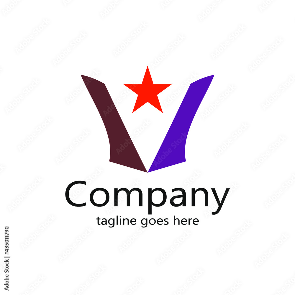 abstract two stripe logo with star symbol in the center abstract two stripe logo with star symbol in the center