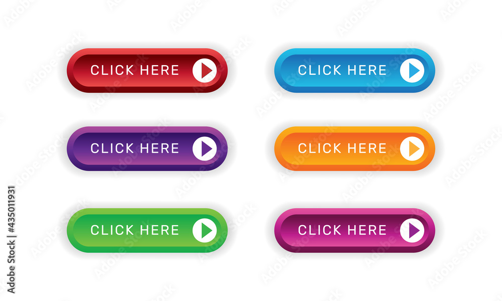 Click here button with arrow pointer clicking icon. - Vector. Click here button with arrow pointer clicking icon. - Vector.