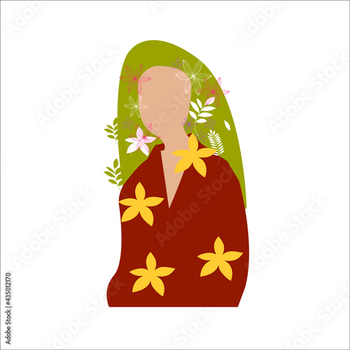  lady and flowers