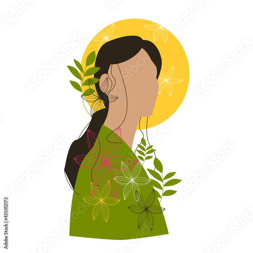 lady and flowers