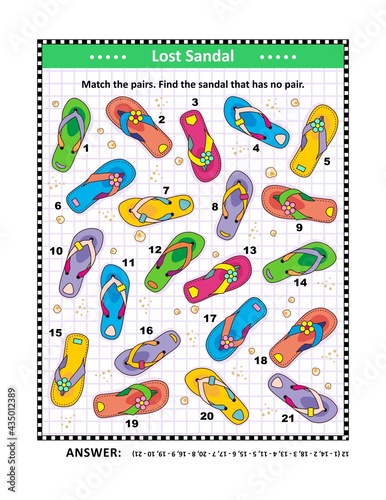 Visual puzzle with flip-flops on the beach

