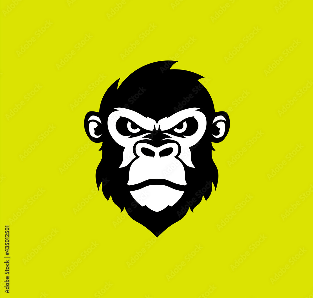 gorilla head logo vector illustration,ancient animal gorilla logo design 
