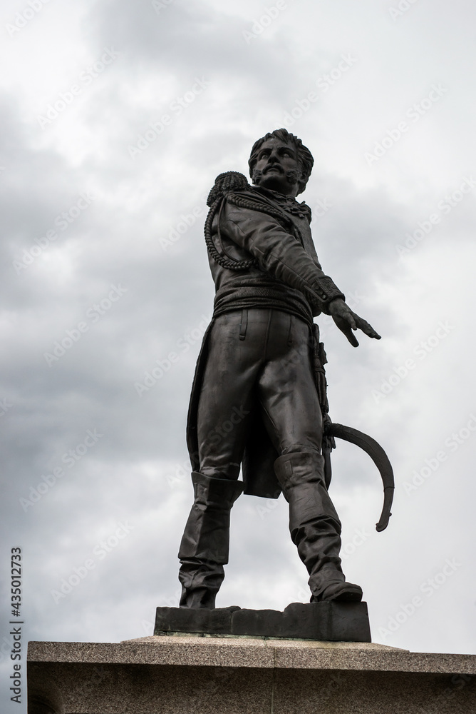 Naklejka premium Statue of General Rapp on Place Rapp square. General Count Jean Rapp (27 April 1771 – 8 November 1821) was a French Army officer during the French Revolutionary Wars.