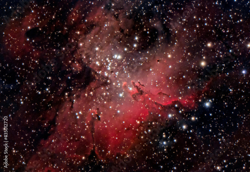 The Eagle Nebula (Messier 16 or NGC 6611) with the Pillars of Creation. Is a young open cluster of stars in the constellation Serpens