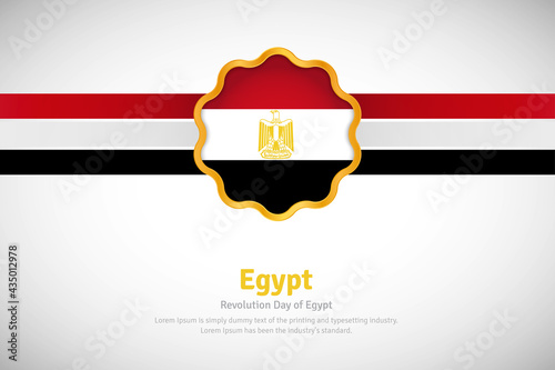 Artistic happy revolution day of Egypt with country flag in golden circular shape greeting background