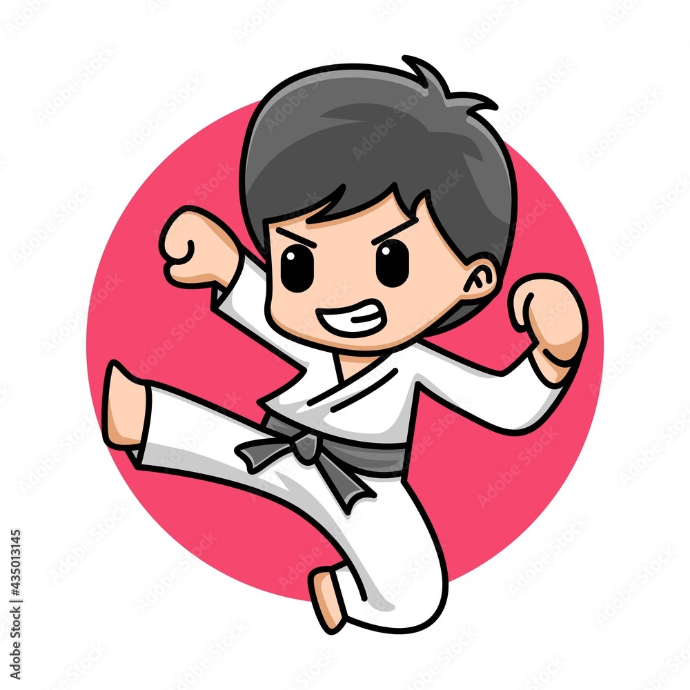 Cute boy karate cartoon illustration Cute boy karate cartoon illustration