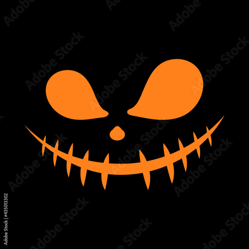 Halloween face. Scary smiley faces, Mouth with stitch is sewn shut on black background. Flat design of ghost, monster, joker, evil. Halloween concept. Vector illustration.