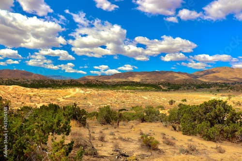 California Desert Landscape with Clouds and Mountain Background