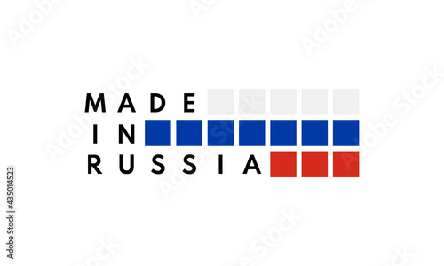 made in russia, vector logo with russian flag painted squares