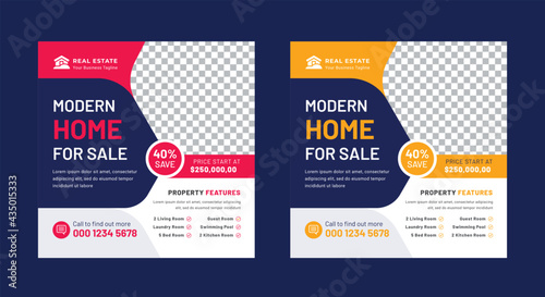 Real Estate Modern Home Sale Creative Abstract Shape Social Media Post Template Design