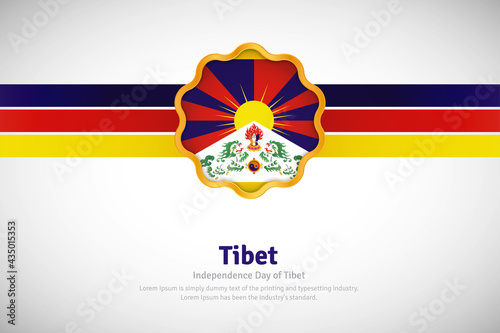 Artistic happy independence day of Tibet with country flag in golden circular shape greeting background