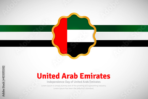 Artistic happy independence day of United Arab Emirates with country flag in golden circular shape greeting background