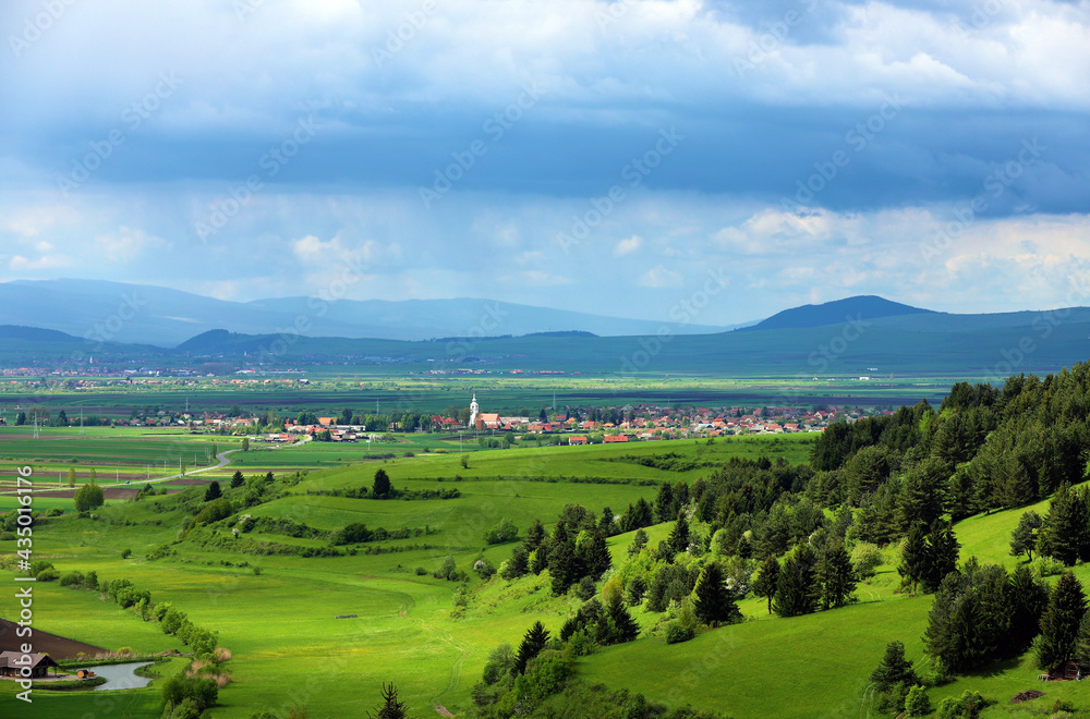 landscape with a rural area in Romania