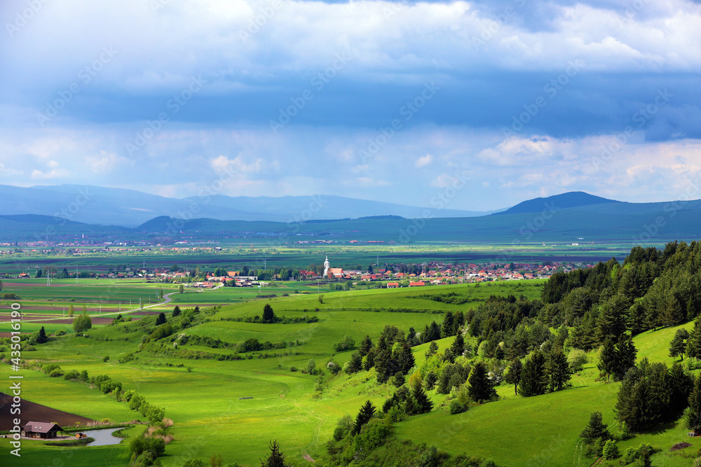 landscape with a rural area in Transylvania