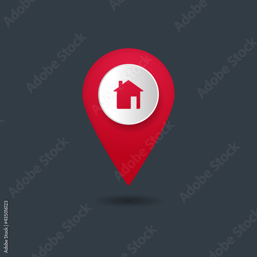 Home icon pin isolated on dark background