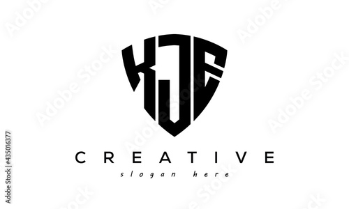 KJE letters creative logo with shield	