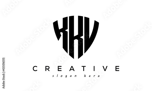 KKV letters creative logo with shield	 photo