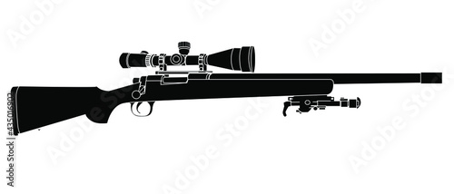 sniper rifle silhouette isolated on white