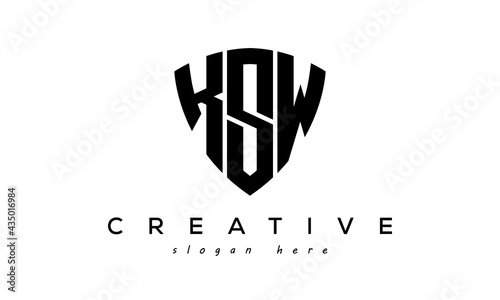 KSW letter creative logo with shield	 photo