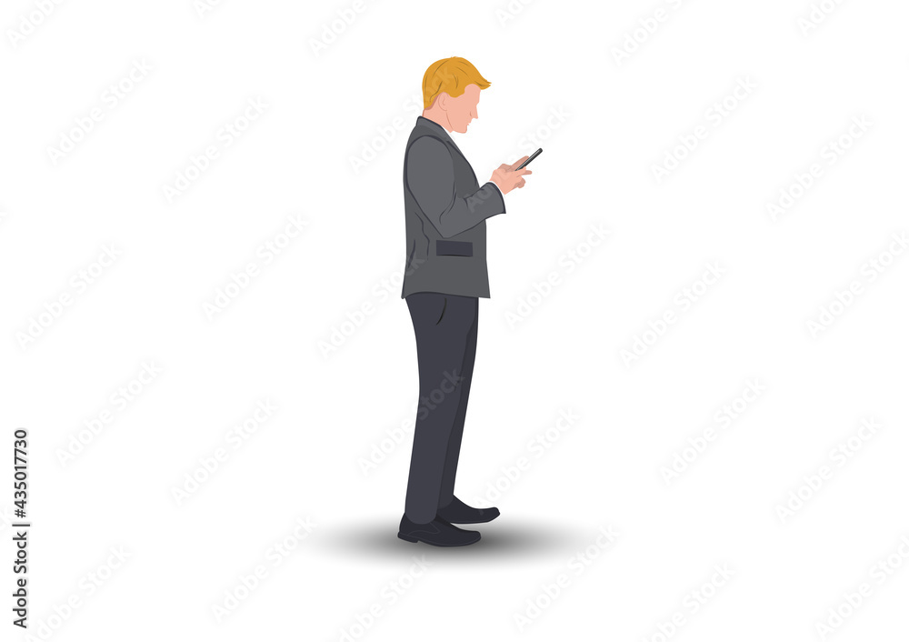 Businessman standing and using smartphone for connection technology, concept using smartphone for connection to people email and check data information Businessman standing and using smartphone for connection technology, concept using smartphone for connection to people email and check data information