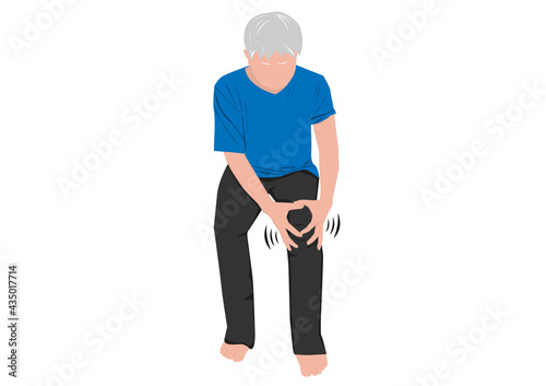 graphics image elderly grips knee painful inflamed knee joint suffering from osteoarthritis vector illustration