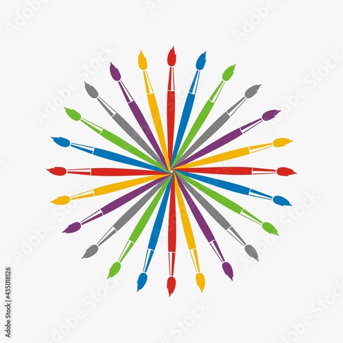 Drawing brush icon in circle shape design