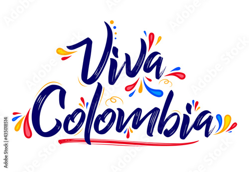 Viva Colombia, Live Colombia spanish text Patriotic Colombian flag colors vector.