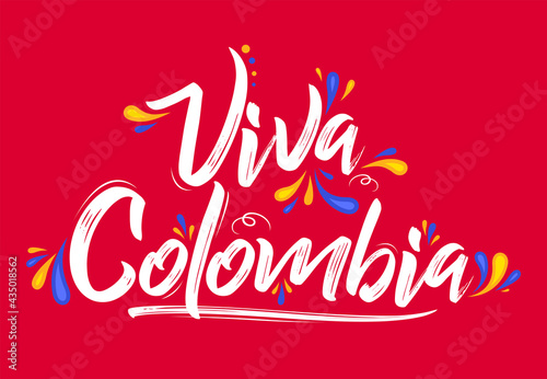 Viva Colombia, Live Colombia spanish text Patriotic Colombian flag colors vector.